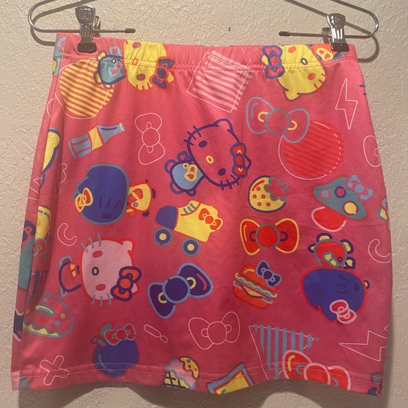 Hello kitty skirt hot pink stretchy body con 90s Kidcore skirt medium - Picture 1 of 8